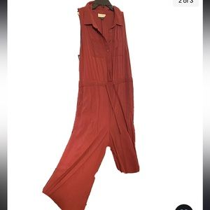Burgundy Sleeveless Jumpsuit With Elastic Waist Band Women’s Size Medium